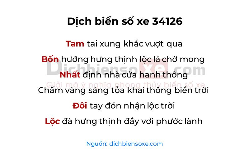 Dịch thơ biển số 34126