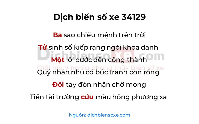Dịch thơ biển số 34129