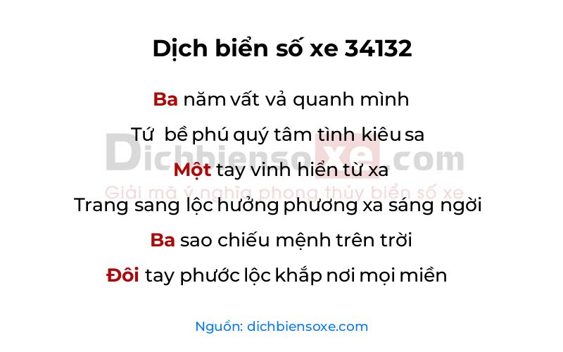 Dịch thơ biển số 34132