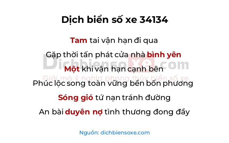 Dịch thơ biển số 34134