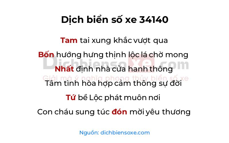 Dịch thơ biển số 34140