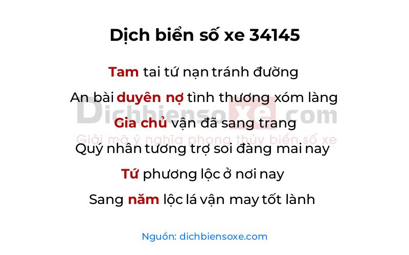 Dịch thơ biển số 34145