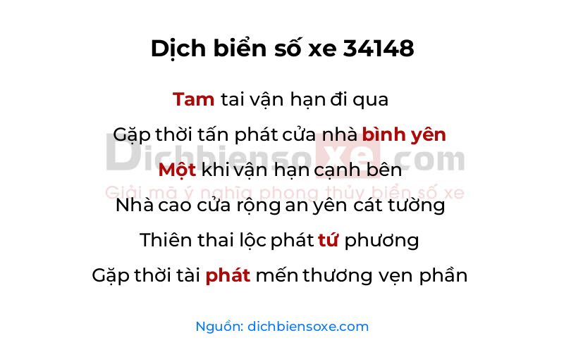 Dịch thơ biển số 34148