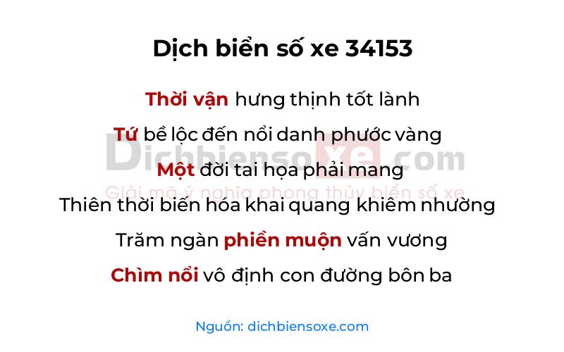 Dịch thơ biển số 34153