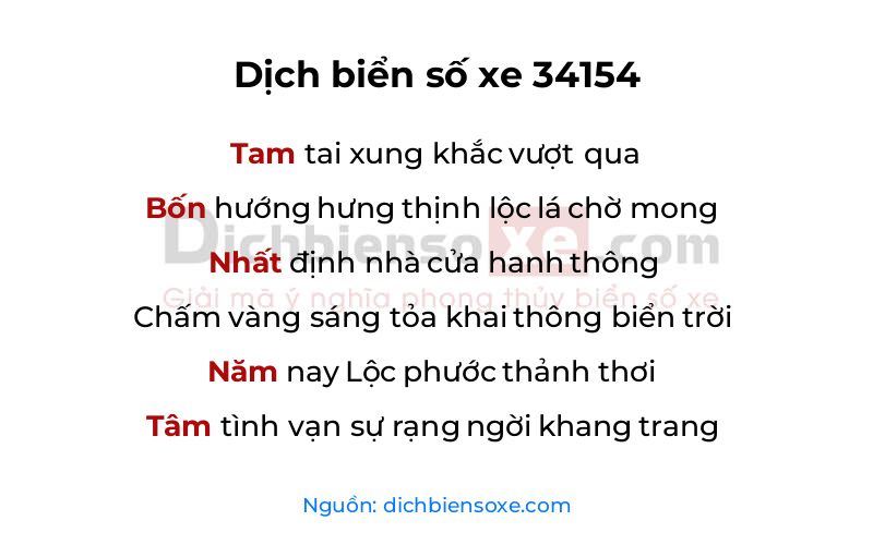 Dịch thơ biển số 34154