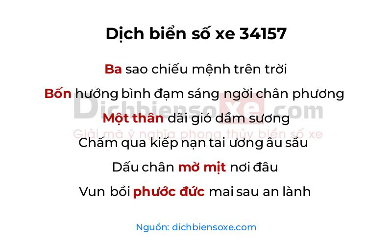 Dịch thơ biển số 34157
