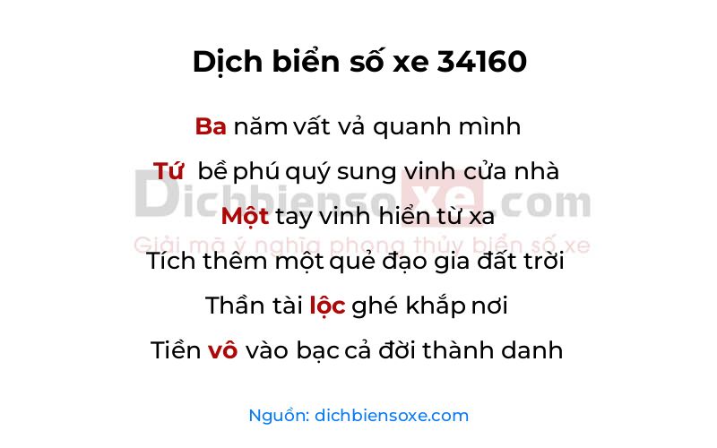 Dịch thơ biển số 34160