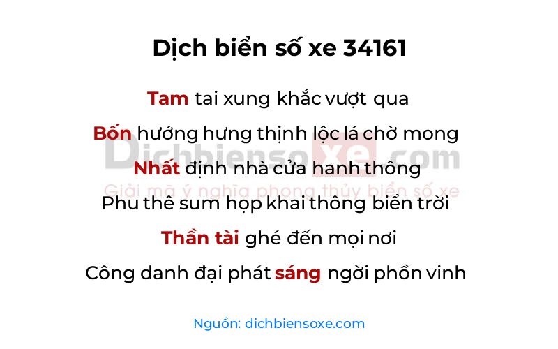 Dịch thơ biển số 34161