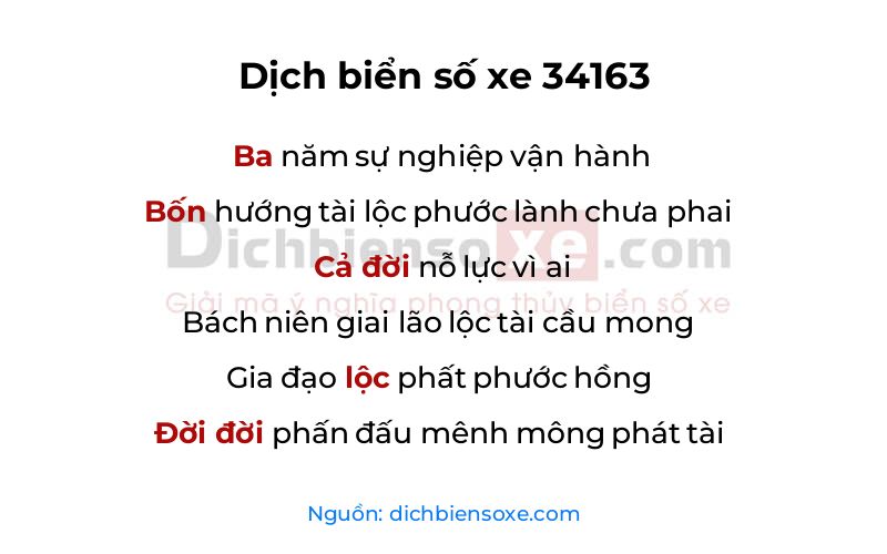 Dịch thơ biển số 34163