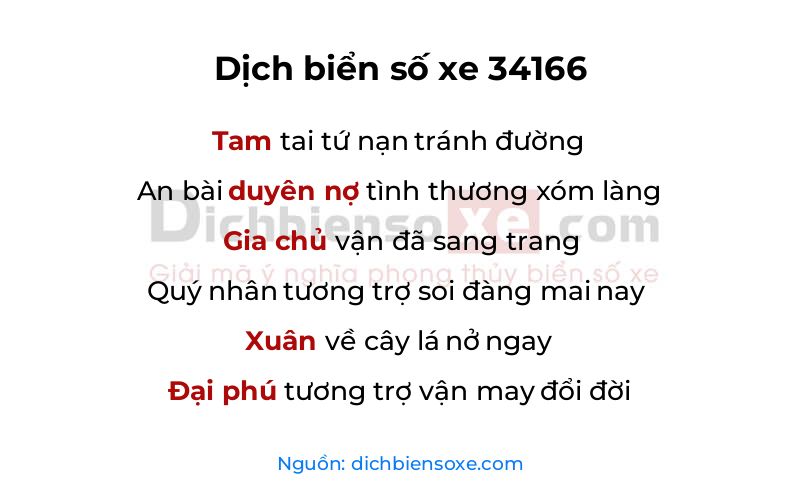 Dịch thơ biển số 34166