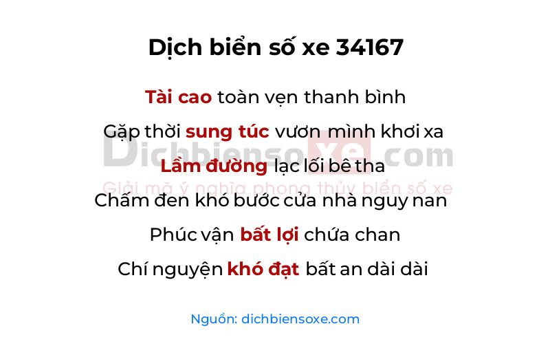 Dịch thơ biển số 34167