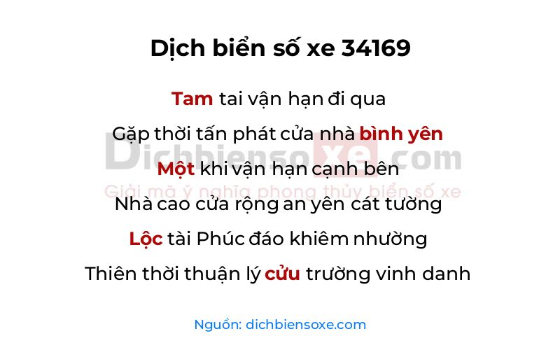 Dịch thơ biển số 34169