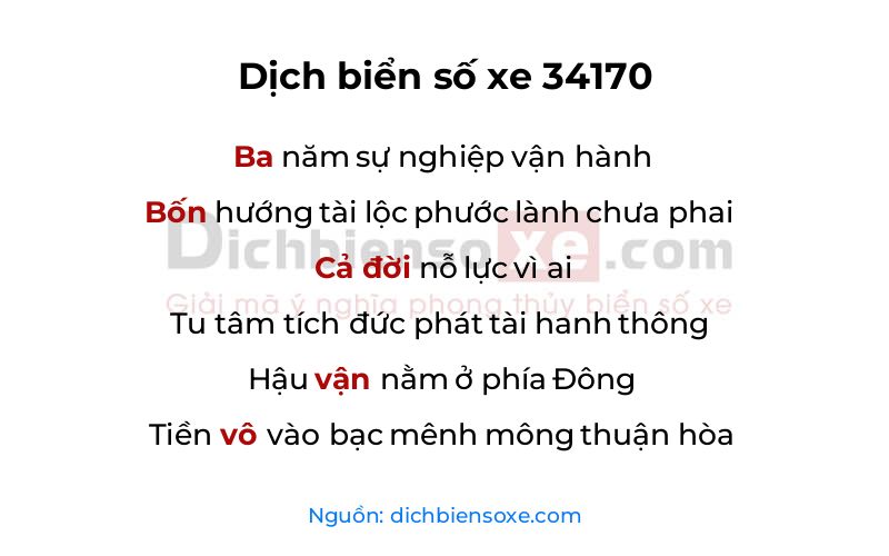 Dịch thơ biển số 34170