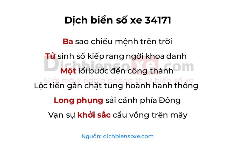 Dịch thơ biển số 34171