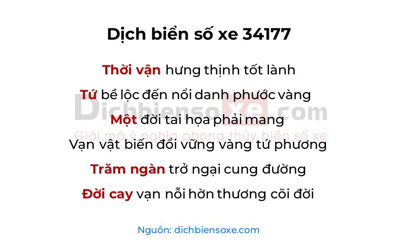 Dịch thơ biển số 34177