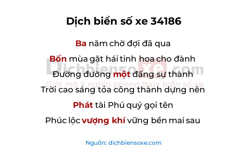 Dịch thơ biển số 34186