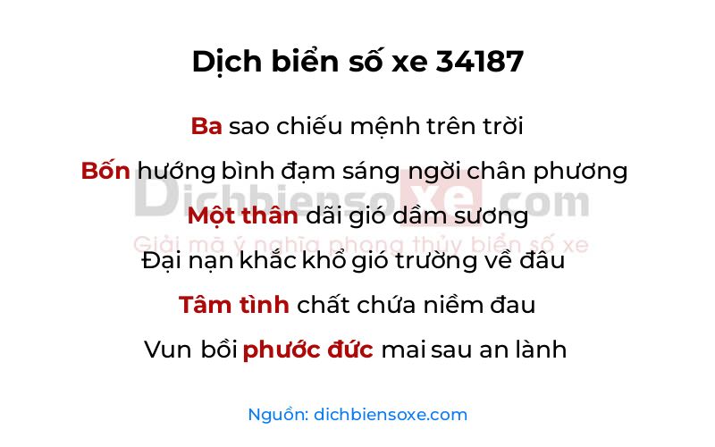 Dịch thơ biển số 34187