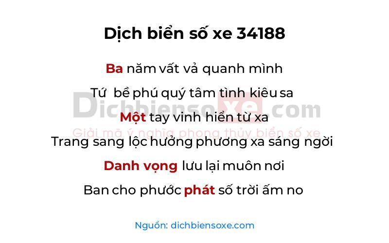 Dịch thơ biển số 34188