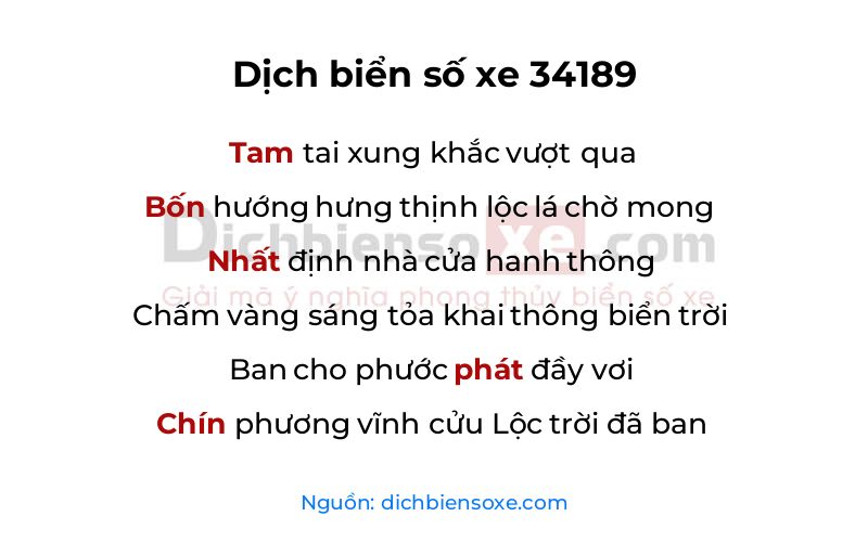 Dịch thơ biển số 34189