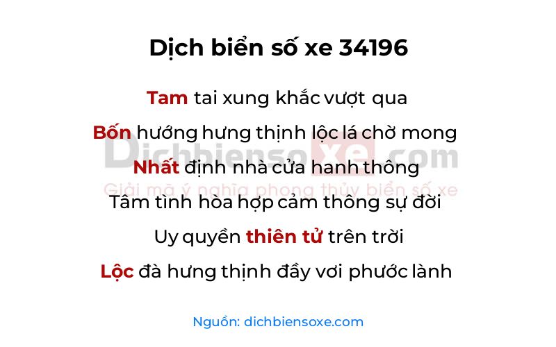 Dịch thơ biển số 34196