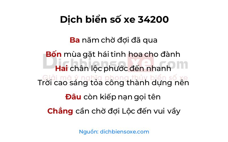 Dịch thơ biển số 34200
