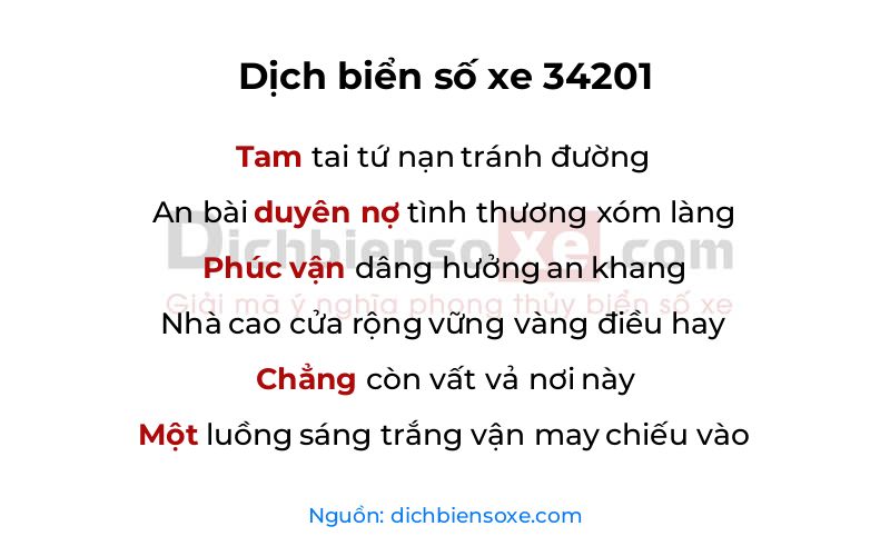 Dịch thơ biển số 34201