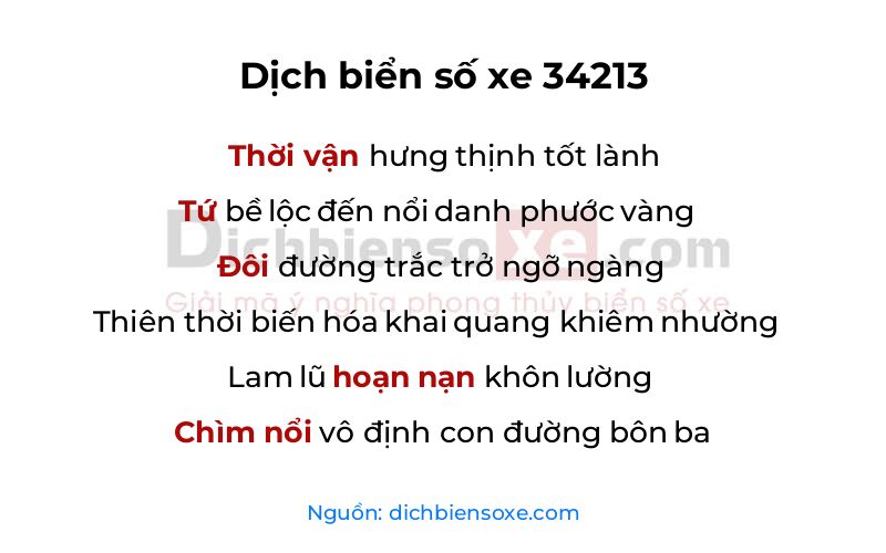 Dịch thơ biển số 34213