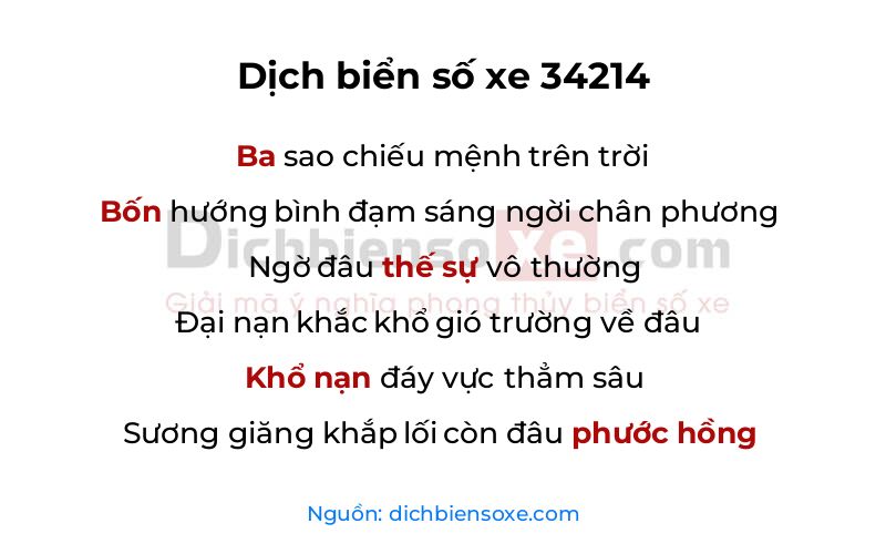 Dịch thơ biển số 34214