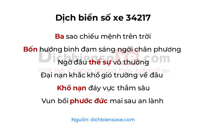 Dịch thơ biển số 34217