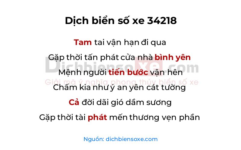 Dịch thơ biển số 34218