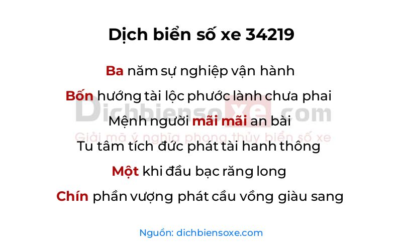 Dịch thơ biển số 34219