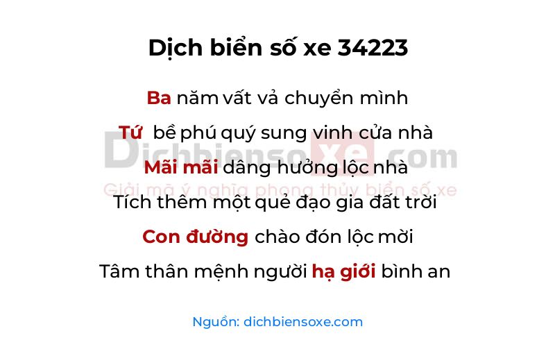 Dịch thơ biển số 34223