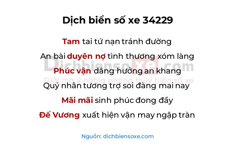 Dịch thơ biển số 34229