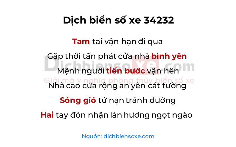 Dịch thơ biển số 34232