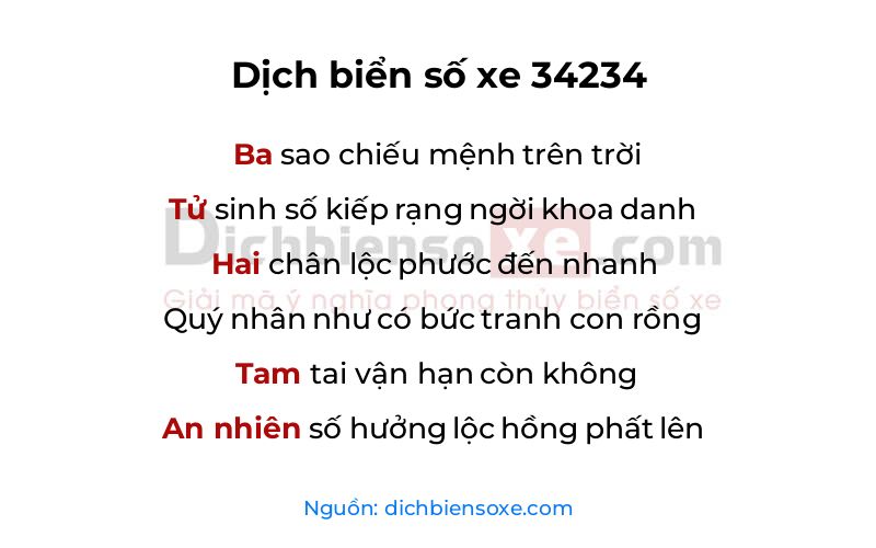 Dịch thơ biển số 34234