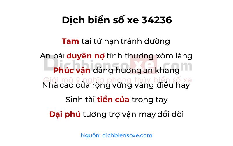 Dịch thơ biển số 34236