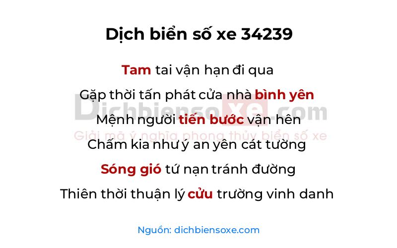 Dịch thơ biển số 34239
