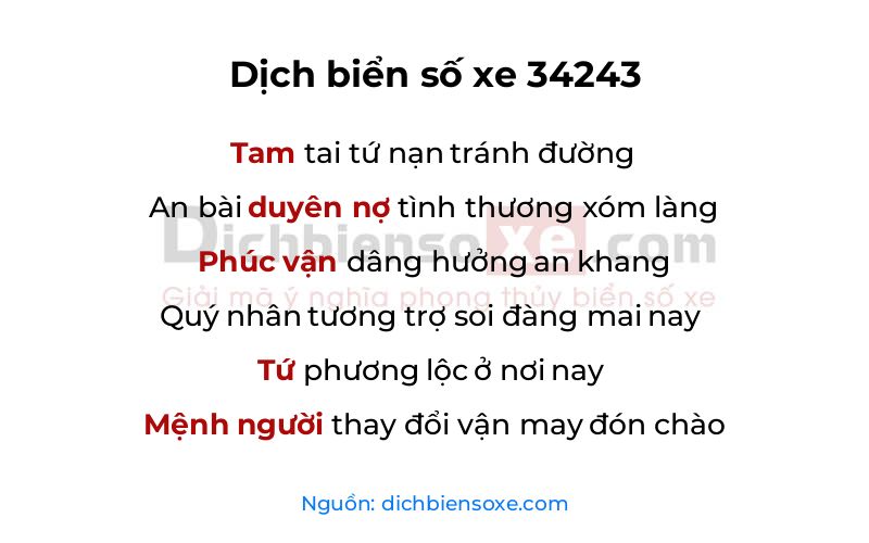 Dịch thơ biển số 34243