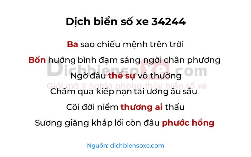 Dịch thơ biển số 34244