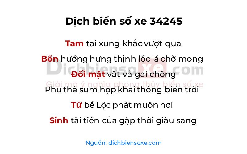 Dịch thơ biển số 34245