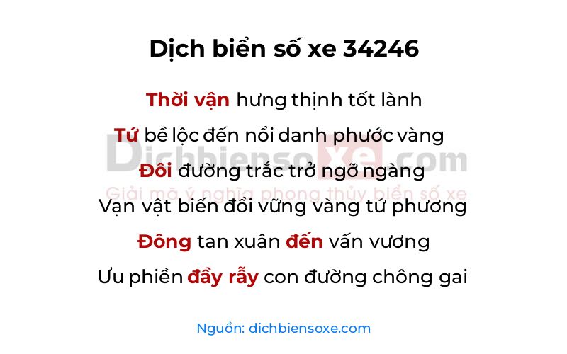 Dịch thơ biển số 34246