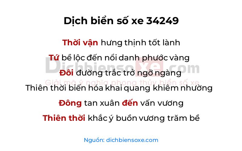 Dịch thơ biển số 34249