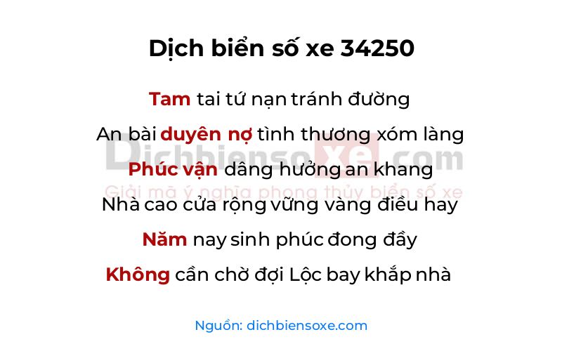 Dịch thơ biển số 34250