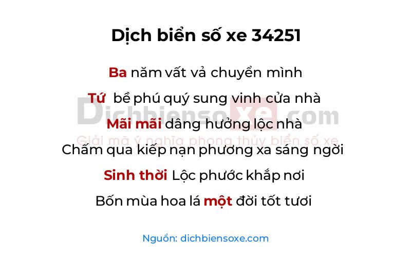 Dịch thơ biển số 34251