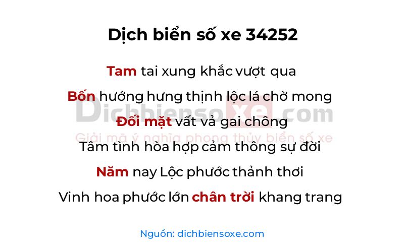 Dịch thơ biển số 34252