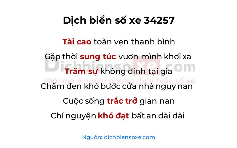 Dịch thơ biển số 34257