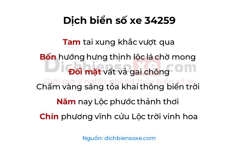 Dịch thơ biển số 34259