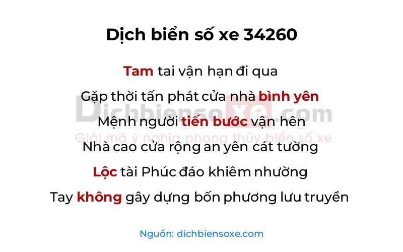 Dịch thơ biển số 34260