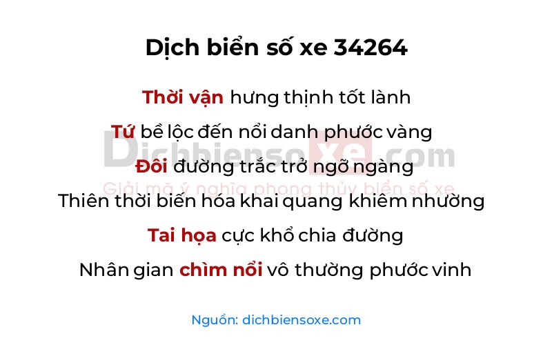 Dịch thơ biển số 34264