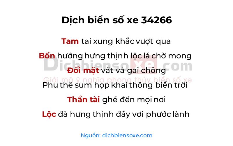 Dịch thơ biển số 34266